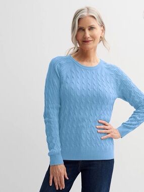 croft & barrow Light Blue Cable Knit Crewneck Sweater